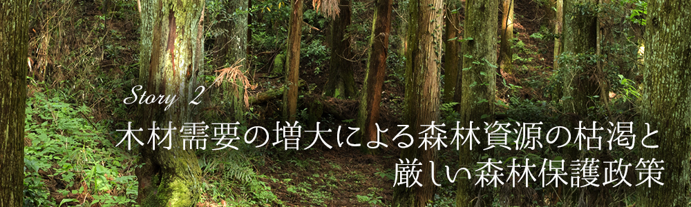 Story2.木材需要の増大による森林資源の枯渇と厳しい森林保護政策